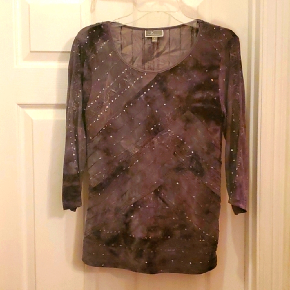 NWOT JM Collection Women's Small Beautiful Sequined Dark Gray/Black Top